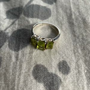 Genuine Peridot and Silver Ring
